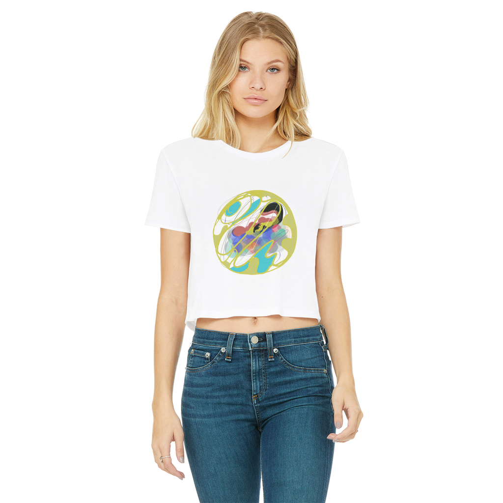 Boho in Circle Classic Women's Cropped Raw Edge T-Shirt