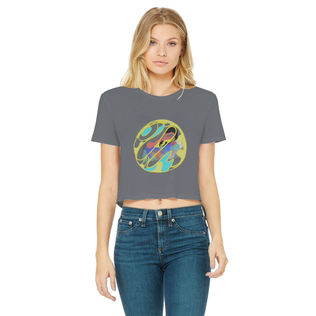 Boho in Circle Classic Women's Cropped Raw Edge T-Shirt