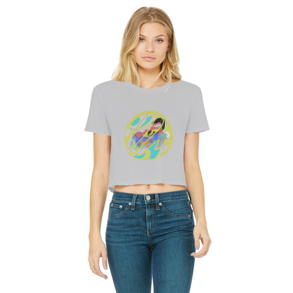 Boho in Circle Classic Women's Cropped Raw Edge T-Shirt