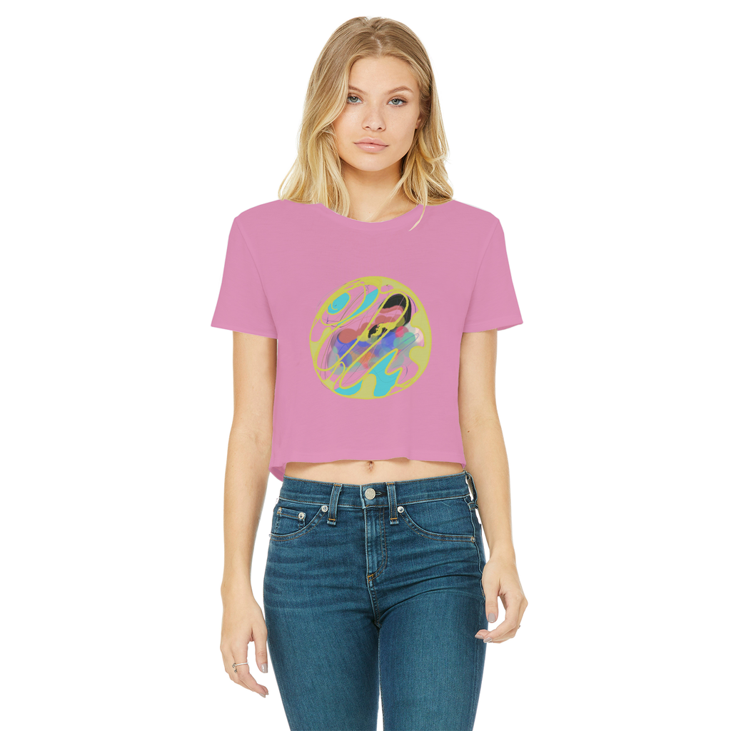 Boho in Circle Classic Women's Cropped Raw Edge T-Shirt