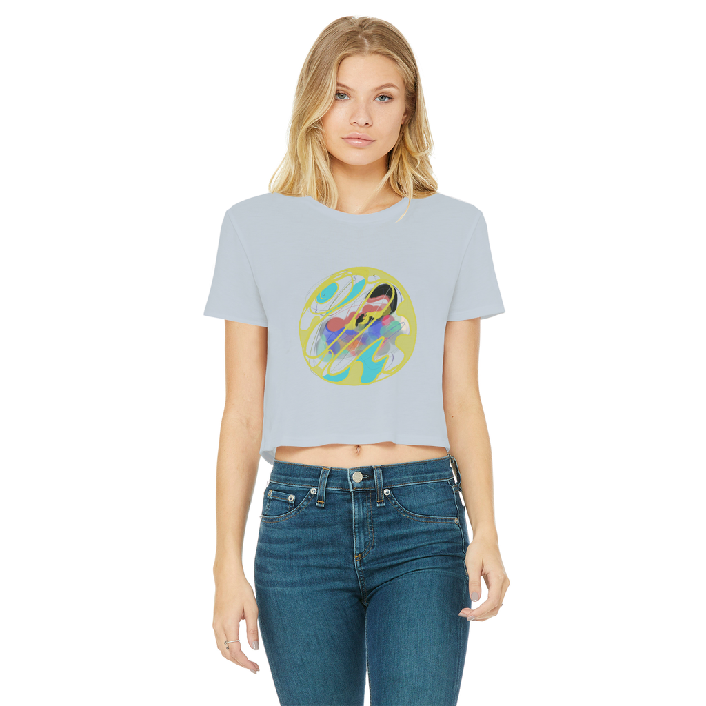 Boho in Circle Classic Women's Cropped Raw Edge T-Shirt