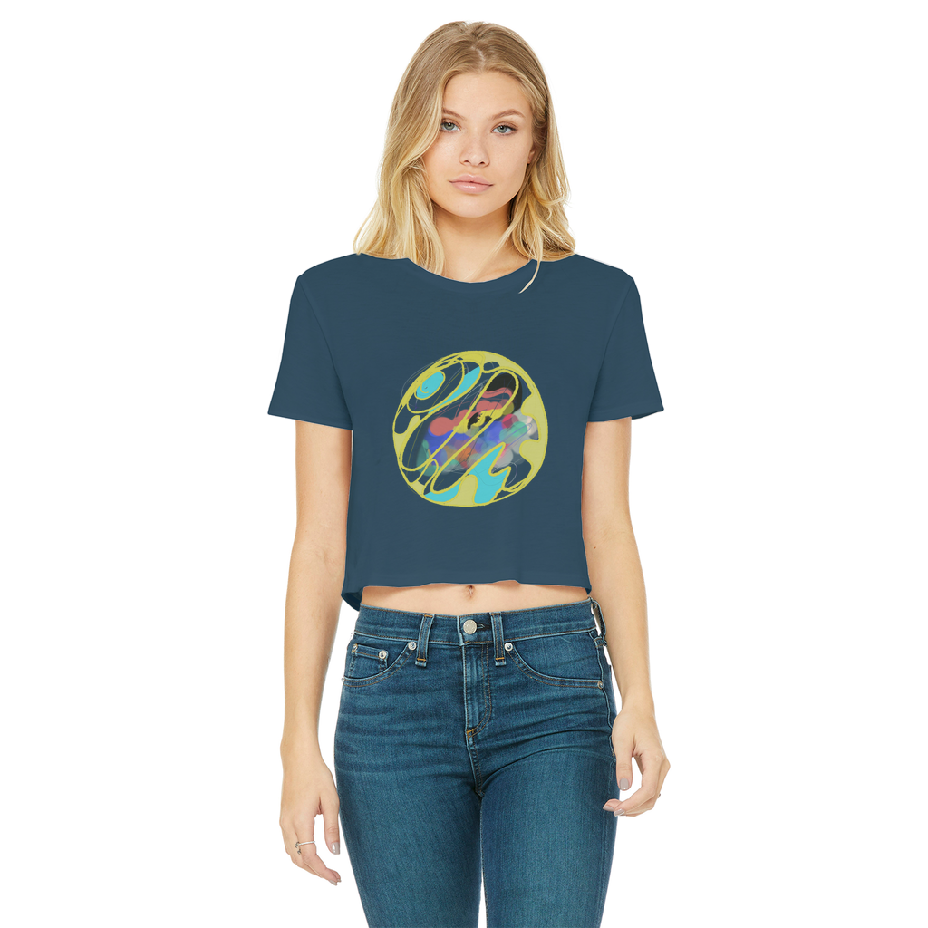 Boho in Circle Classic Women's Cropped Raw Edge T-Shirt