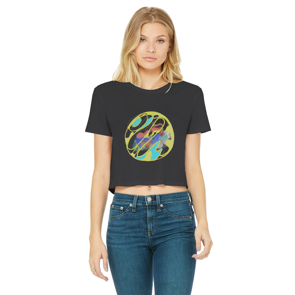 Boho in Circle Classic Women's Cropped Raw Edge T-Shirt