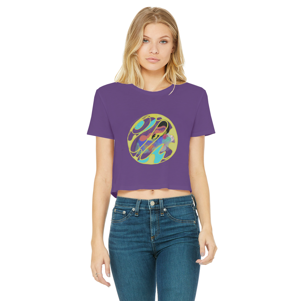 Boho in Circle Classic Women's Cropped Raw Edge T-Shirt