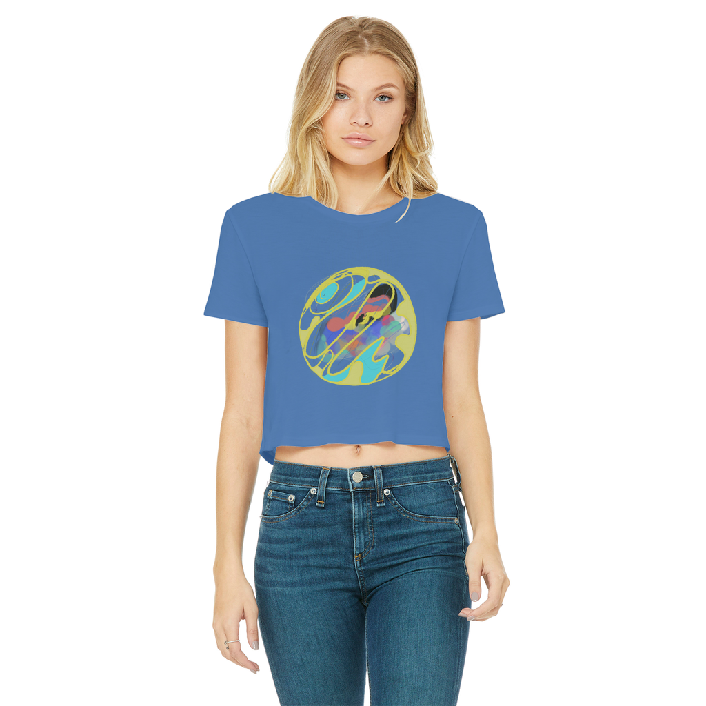 Boho in Circle Classic Women's Cropped Raw Edge T-Shirt